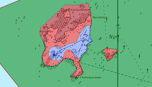 VN_kartta_rajoit Tarkempi kartta. Punainen= rajoitusvyöhyke 1.4-30.7. Liila= virkistysvyöhyke.